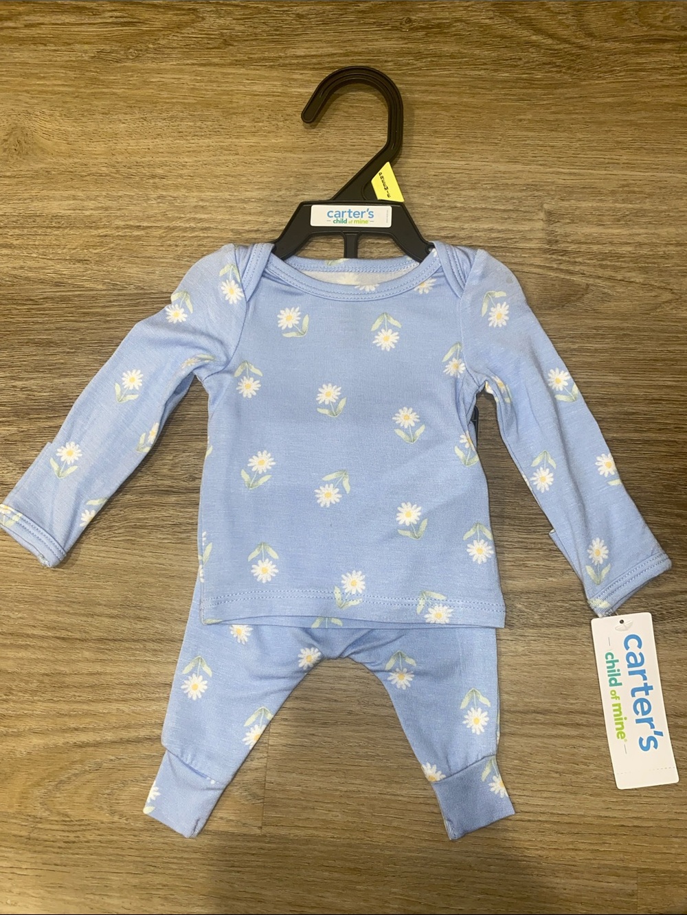 Carter's Light Blue Daisy Print Baby Pajama Set